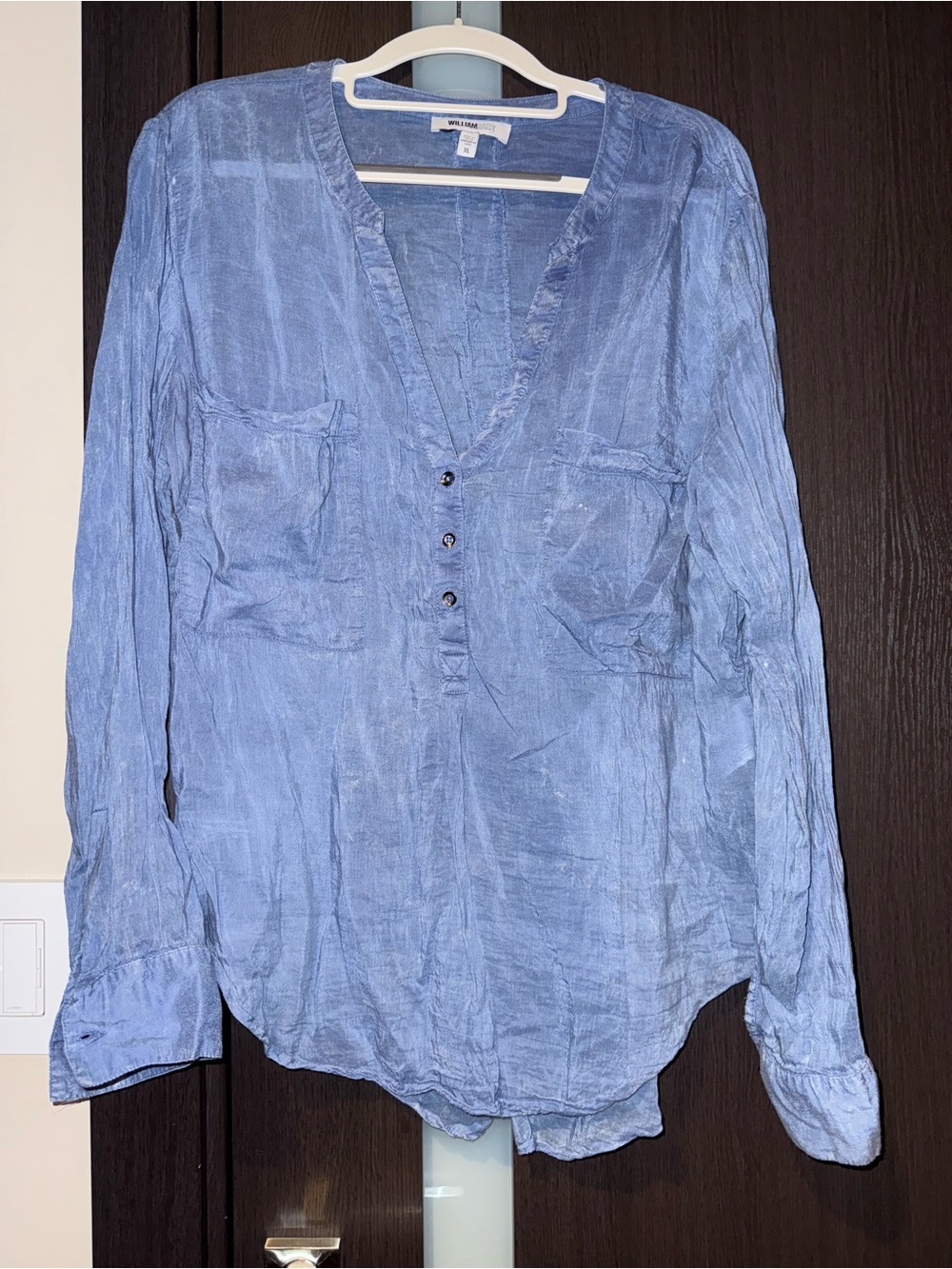 William Rast Blue Long-Sleeve V-Neck Shirt Size XL